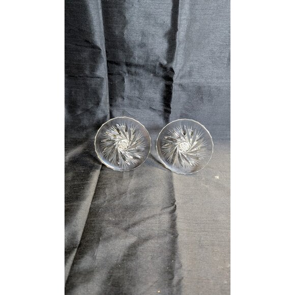 vintage Pressed Glass Pinwheel Base Candlesticks / Candle Holder For 3/4" Candle - Picture 2 of 10